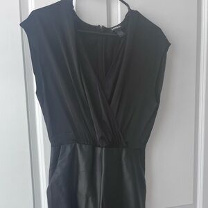 Cap sleeve faux leather jumpsuit from express